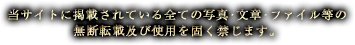 当サイトに掲載されている全ての写真･文章･ファイル等の無断転載及び使用を固く禁じます。